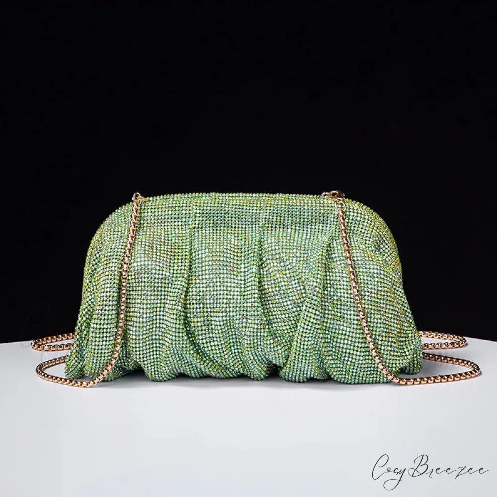 Shiny Rhinestone Wedding Clutch light green wristlet-250126