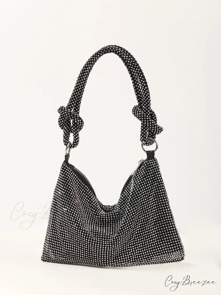 Shiny Rhinestones Elegant Wedding Clutch BLACK clutchbag-250126