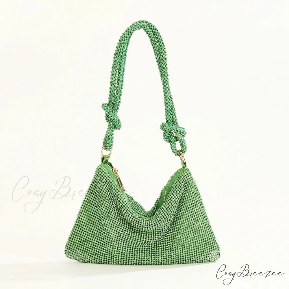 Shiny Rhinestones Elegant Wedding Clutch GREEN clutchbag-250126