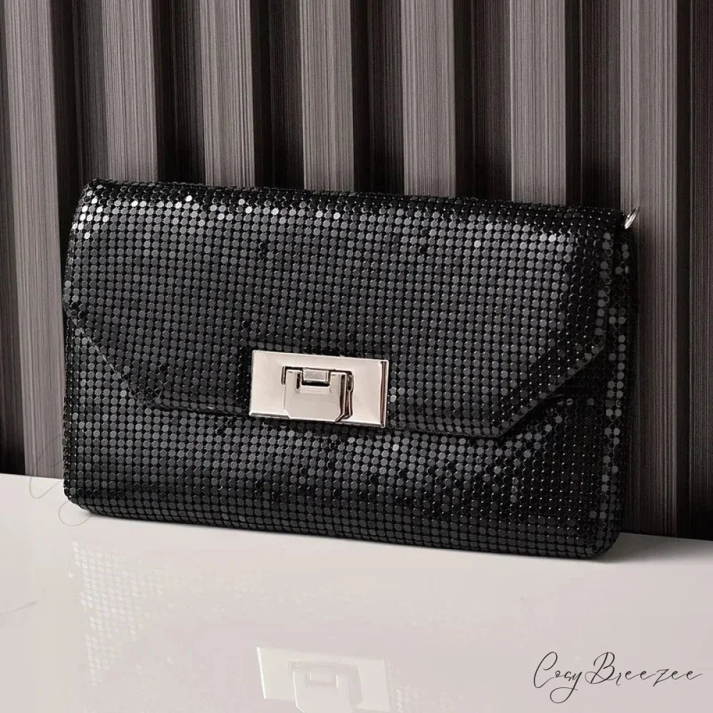 Shiny Sequins Evening Clutch Wristlet 22cm / Black wristlet-250126