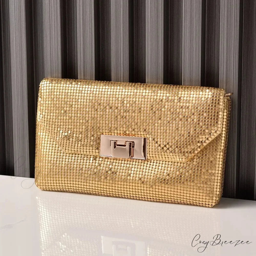 Shiny Sequins Evening Clutch Wristlet 22cm / Gold wristlet-250126