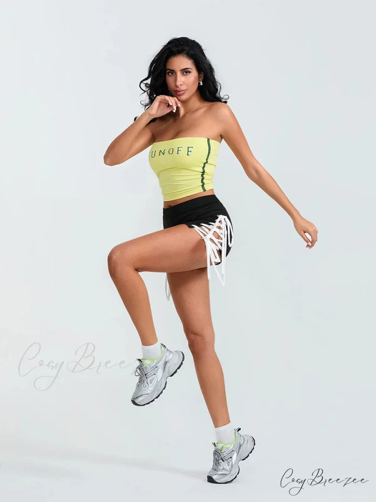Side Cross Tie-Up Sport Shorts short-250223