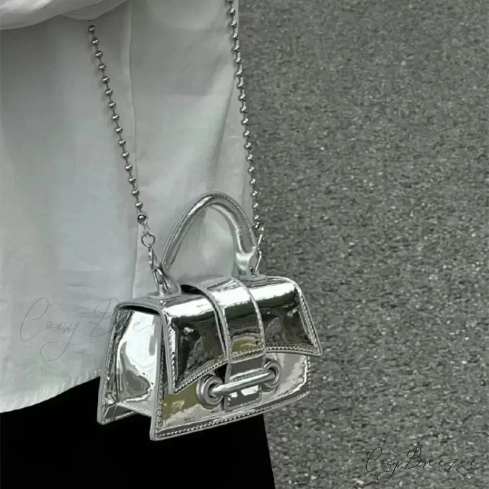 Silver Chic PU Leather Crossbody Bag handbag-250126