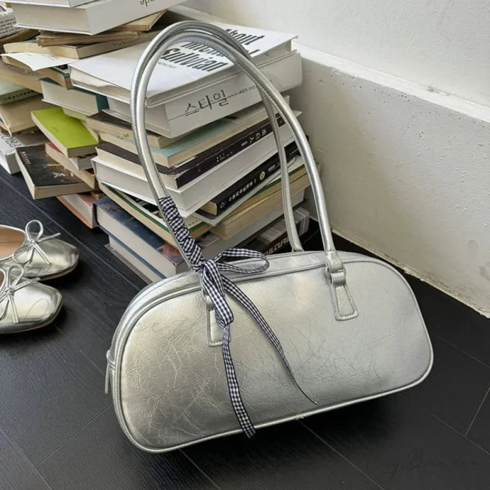 Silver Pillow Crossbody Bag shoulder-250126