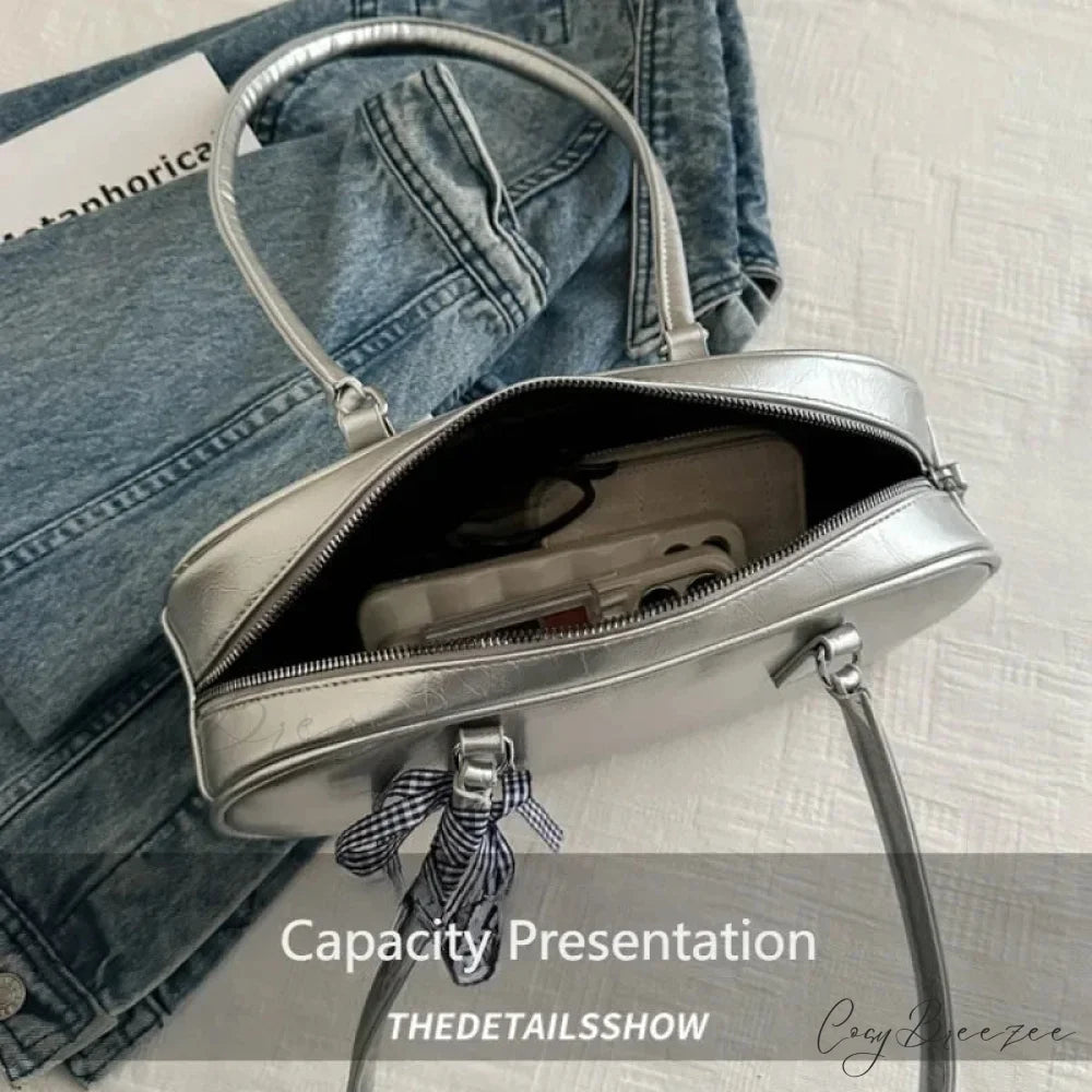 Silver Pillow Crossbody Bag shoulder-250126