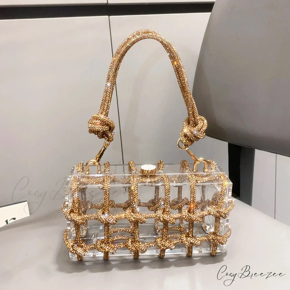 Silver Rhinestone Handmade Evening Clutch Bag Gold clutchbag-250126