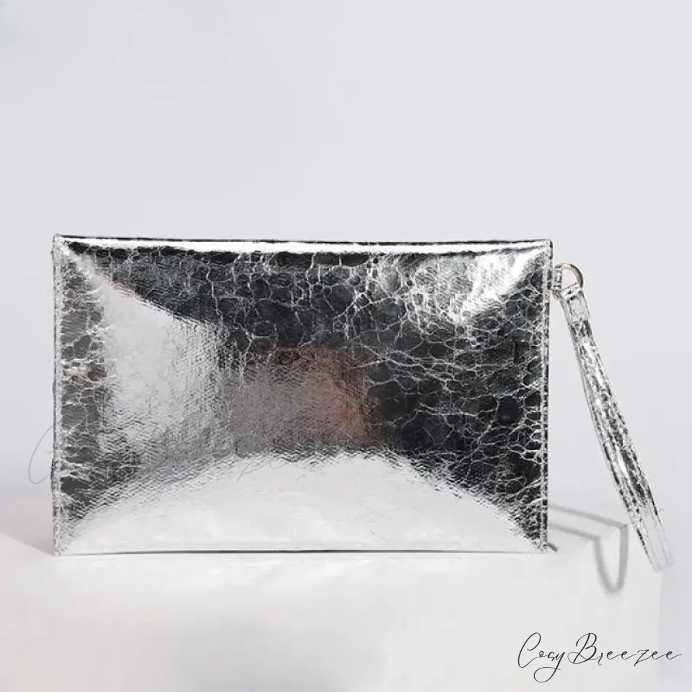 Silver Sequin Rhinestone Evening Clutch wristlet-250126
