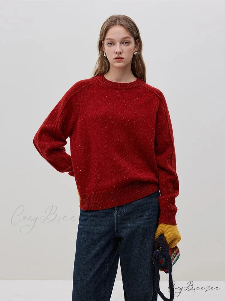 Simple Colorful Dot Wool Pullover Sweater Red / S swraters-241228