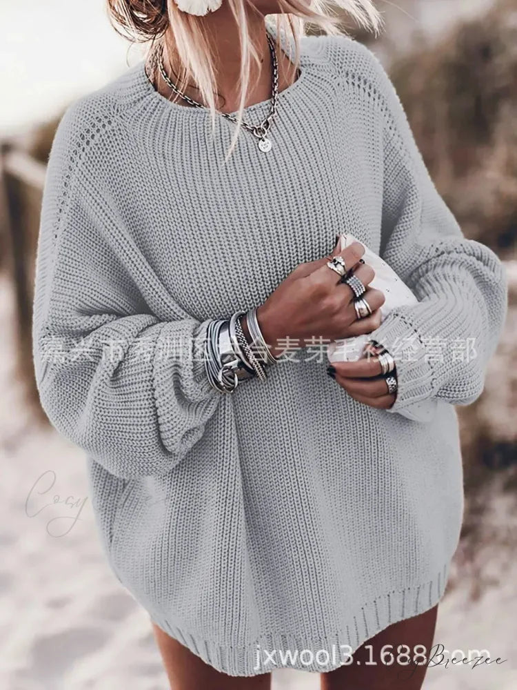 Simple Knit Stretch Winter Sweater gery / S swraters-241228
