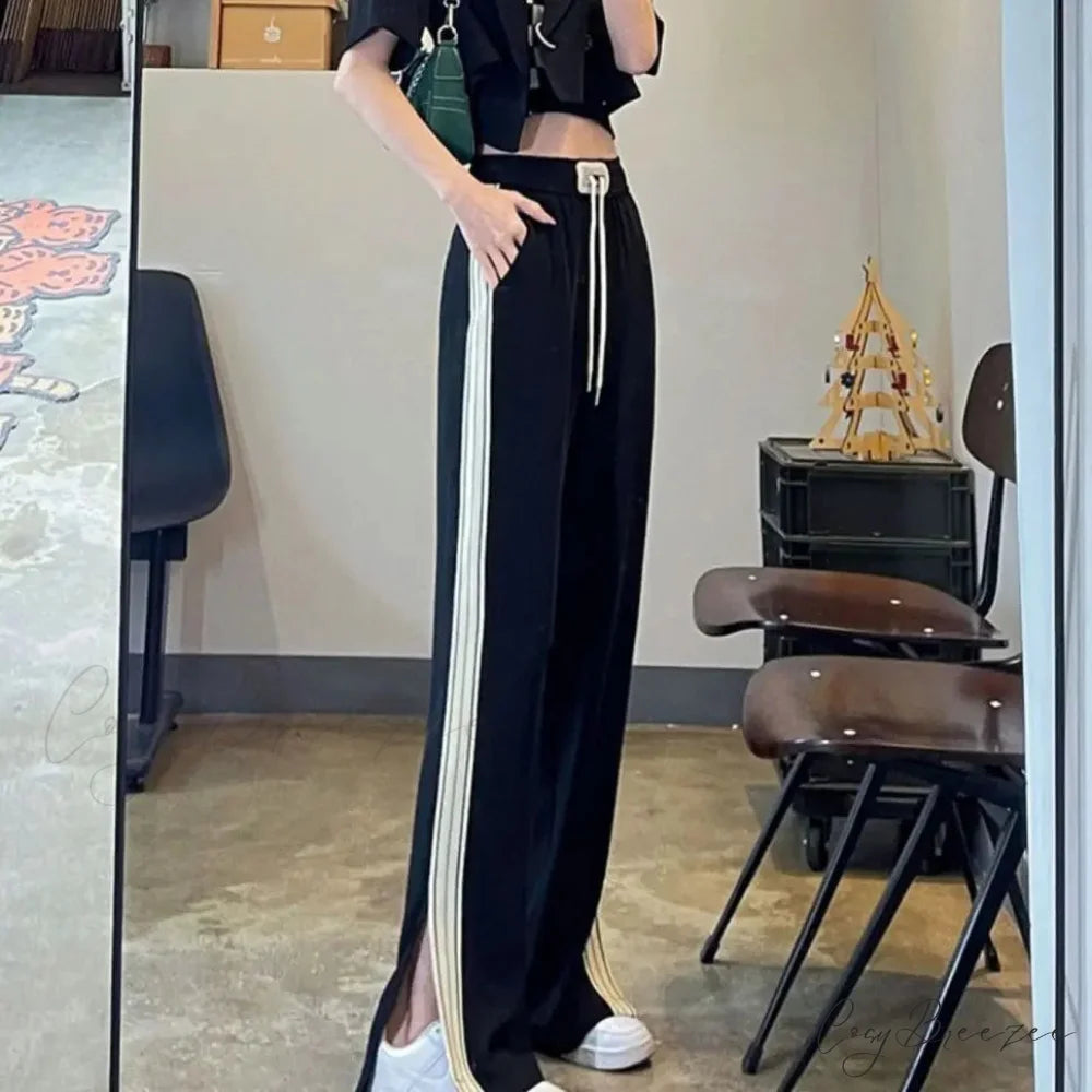 Simple Loose Wide Leg Elastic Pants pants-241228