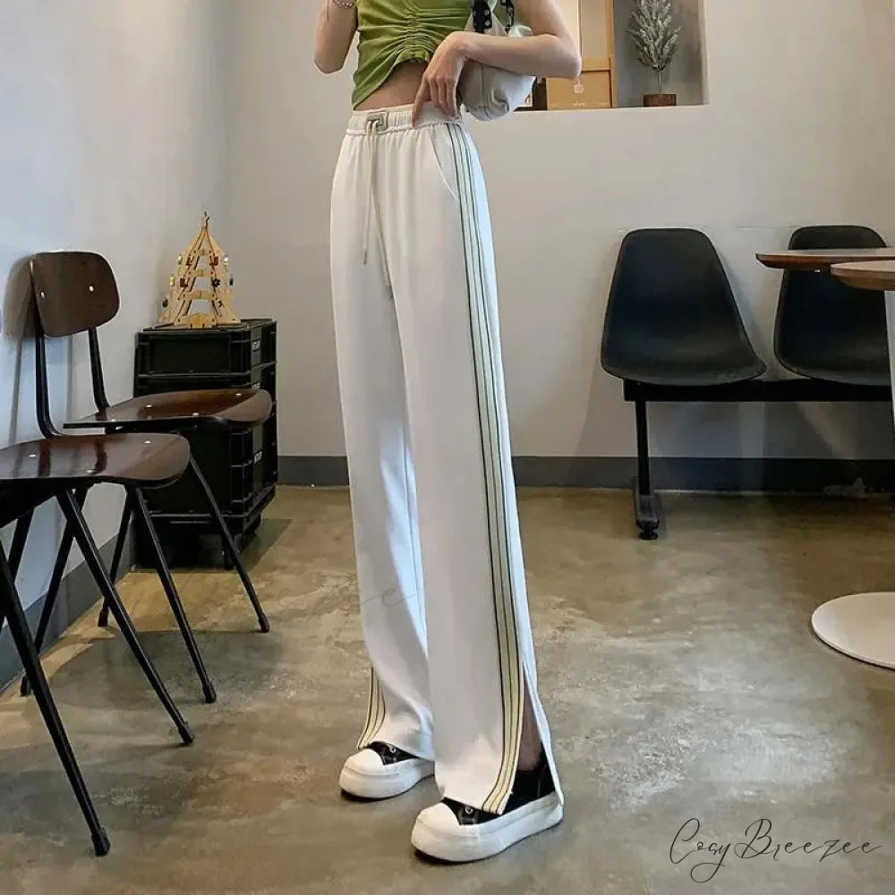 Simple Loose Wide Leg Elastic Pants WHITE / S (40-45KG) pants-241228