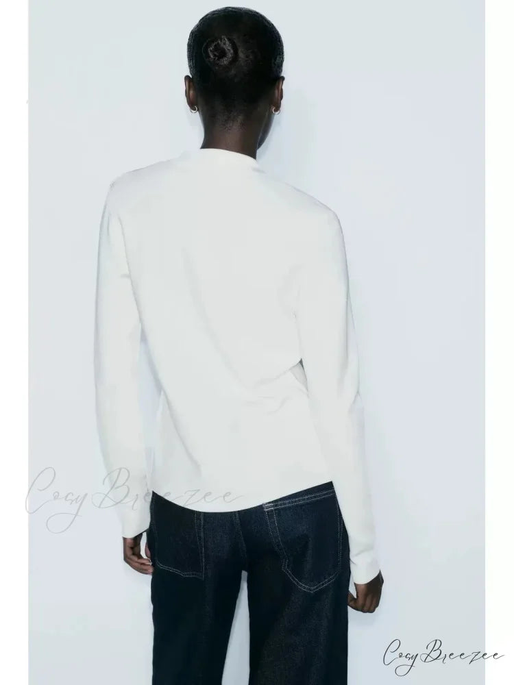 Simple Polo Collar Full Sleeve Cardigan cardigans-241228