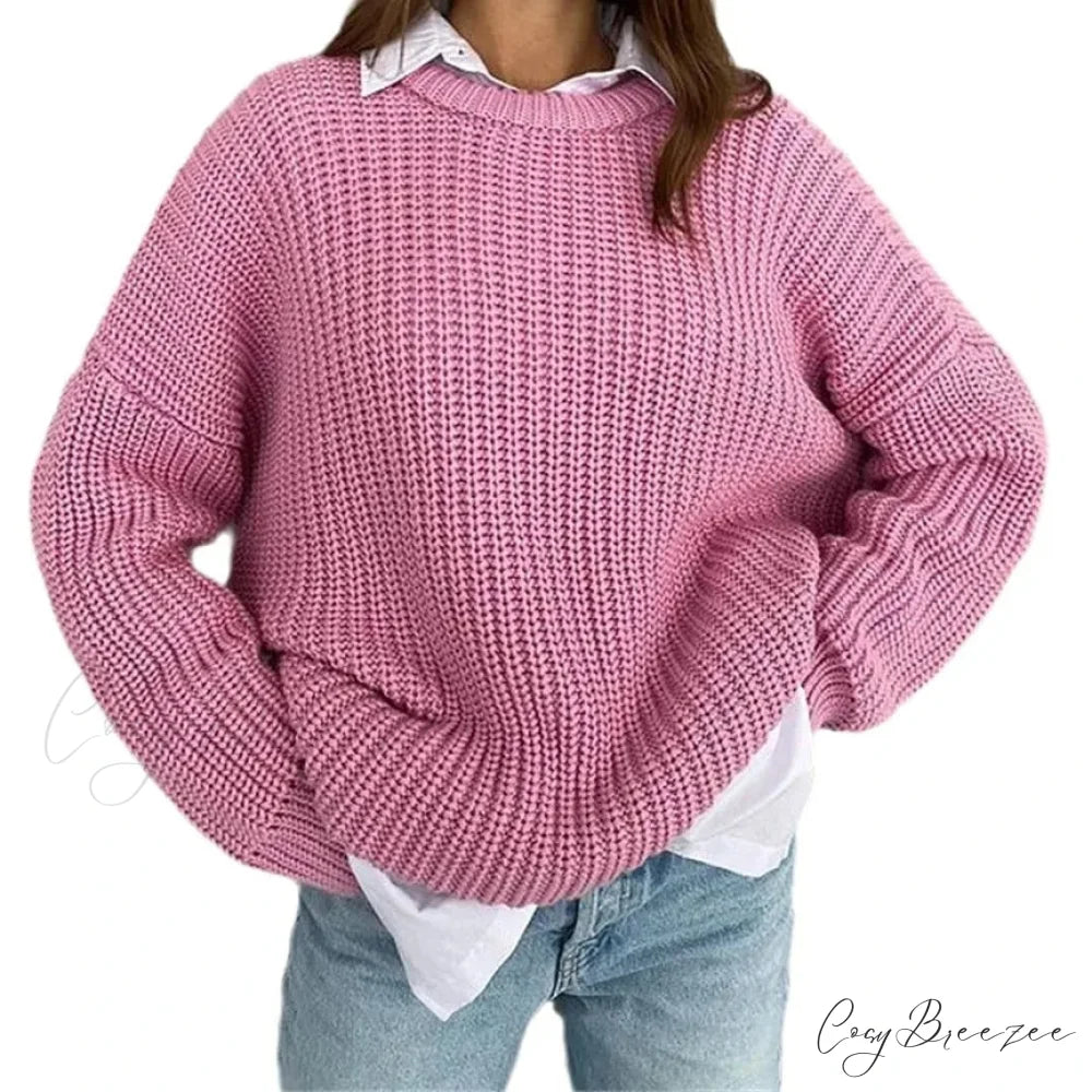 Simple Pullover Purple Y2k Sweater Pink / S swraters-241228