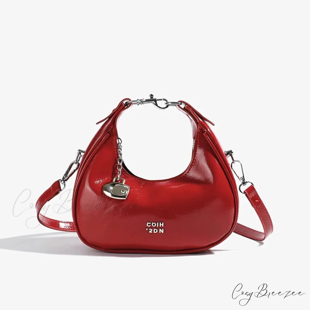 Simple Versatile Solid Shoulder Messenger Handbag Red handbag-250126