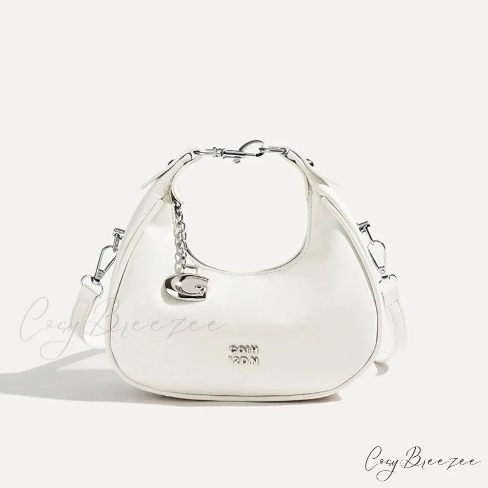 Simple Versatile Solid Shoulder Messenger Handbag White handbag-250126