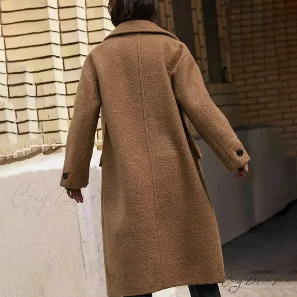 Single-Breasted Relaxed Woolen Coat overcoats-241228
