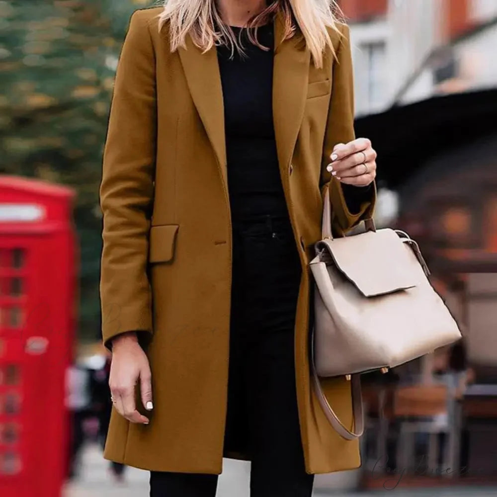 Single-Breasted Wool Suit Blazer Coat overcoats-241228
