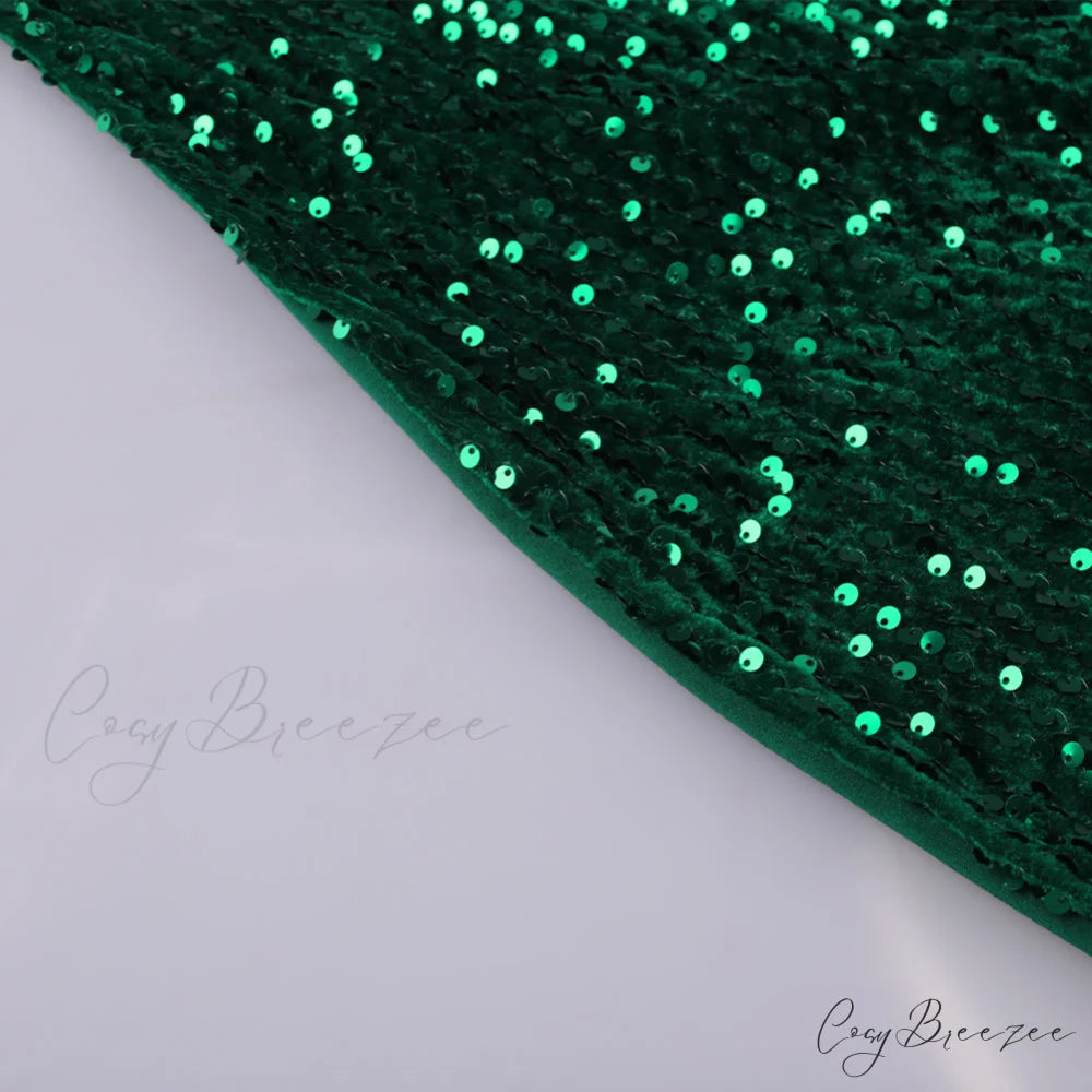 Size Elegant Evening Outfits Sequin Party Women Wedding Plus Bodycon - Warm-Season 4XL Gown - for Green Gown 5XL