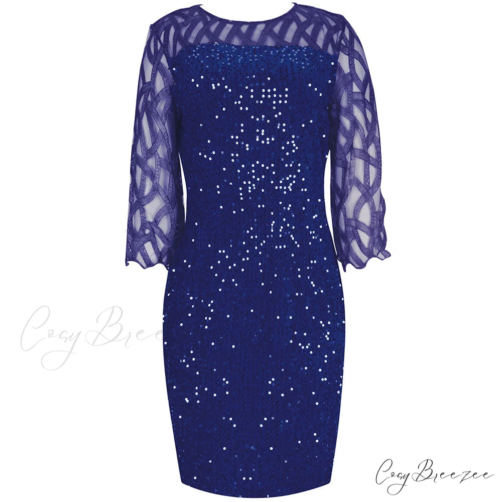 Size Elegant Evening Outfits Sequin Party Women Wedding Plus Bodycon - Warm-Season 4XL Gown - for Green Gown 5XL