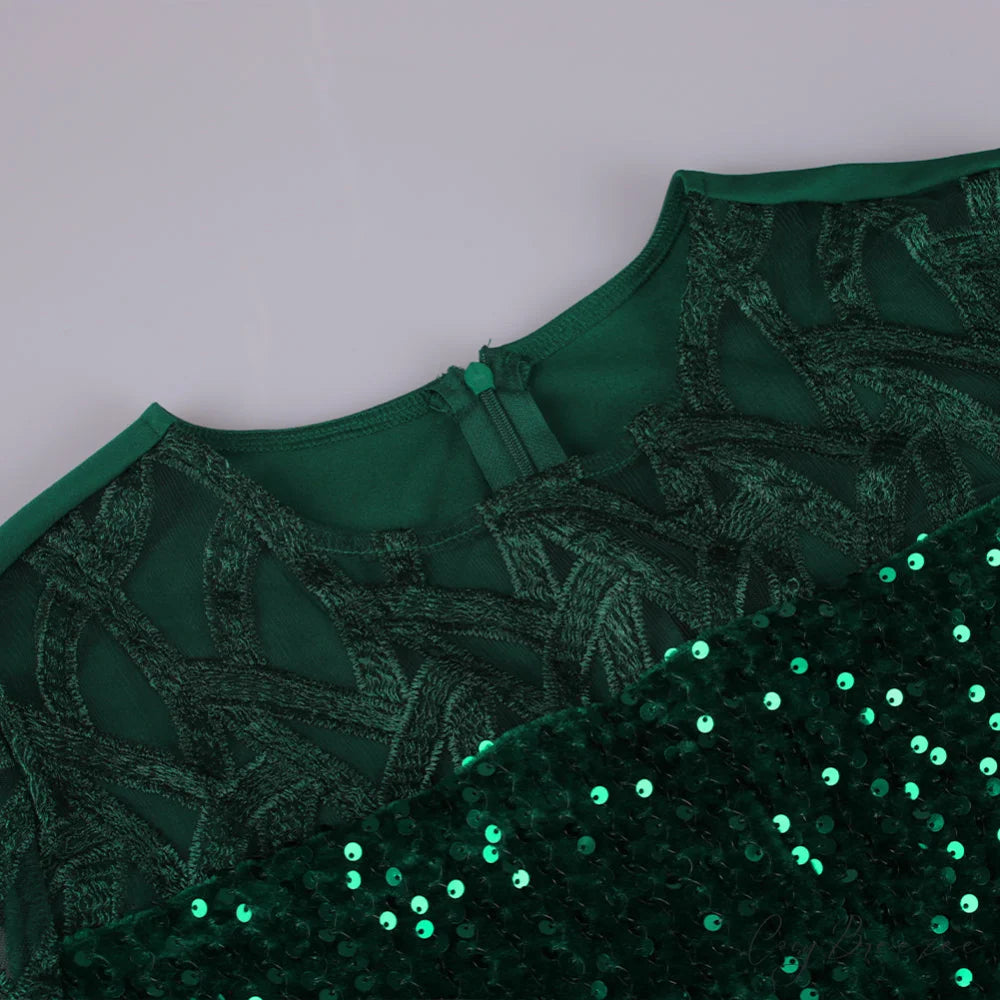 Size Elegant Evening Outfits Sequin Party Women Wedding Plus Bodycon - Warm-Season 4XL Gown - for Green Gown 5XL