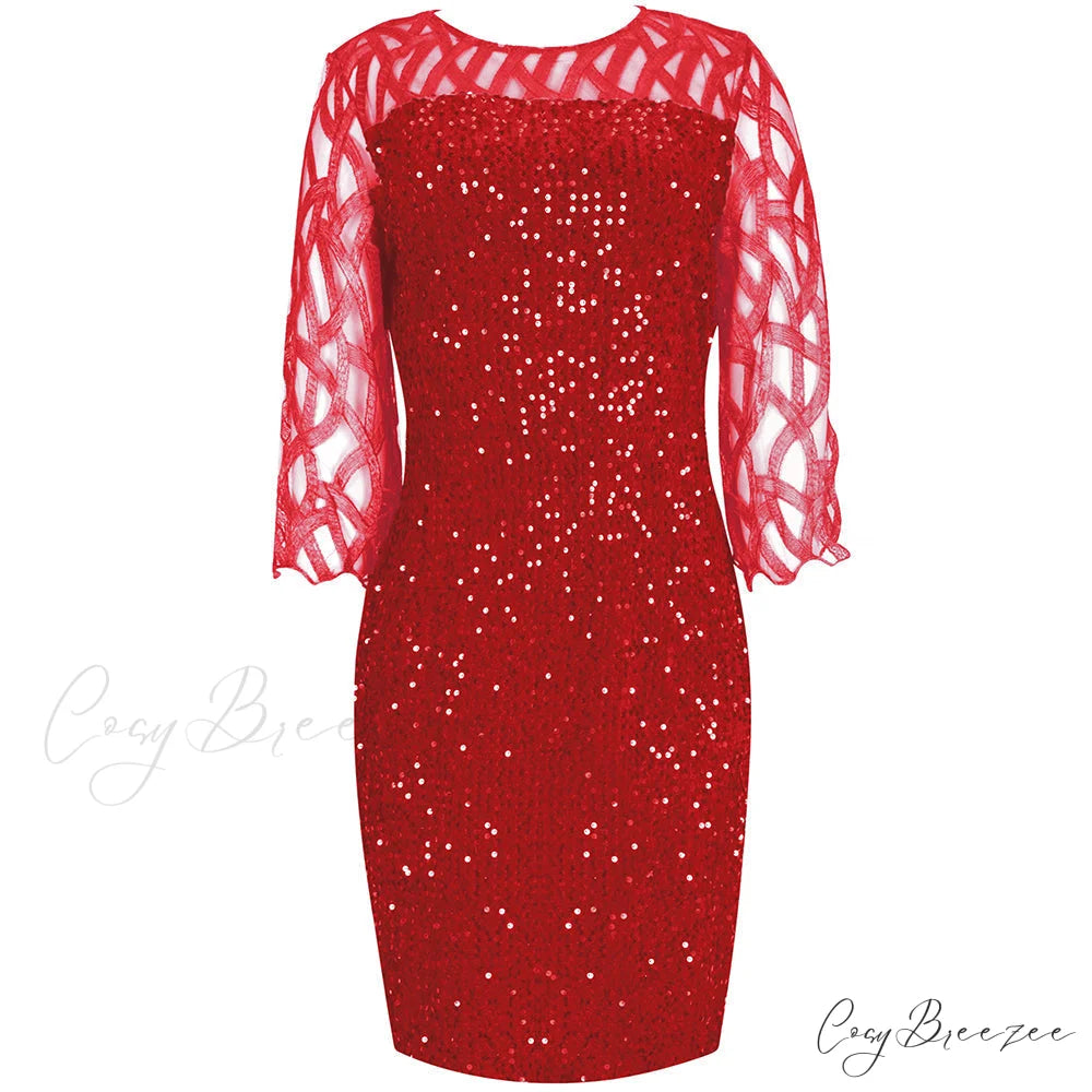 Size Elegant Evening Outfits Sequin Party Women Wedding Plus Bodycon - Warm-Season 4XL Gown - for Green Gown 5XL