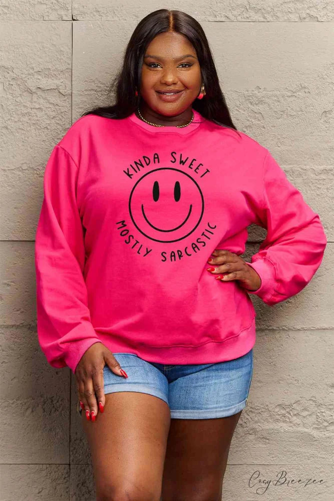 Size Full Face - Smiling Simply Graphic Sweatshirt Love