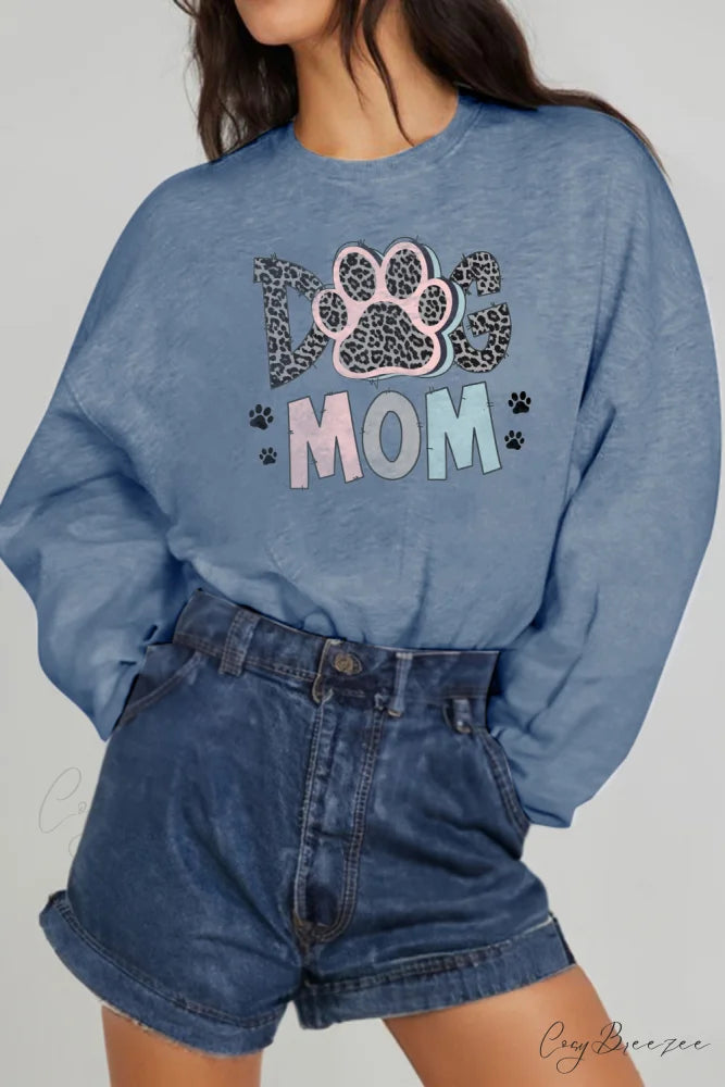 Size Full Graphic Simply DOG Love MOM Sweatshirt Cloudy Blue / S