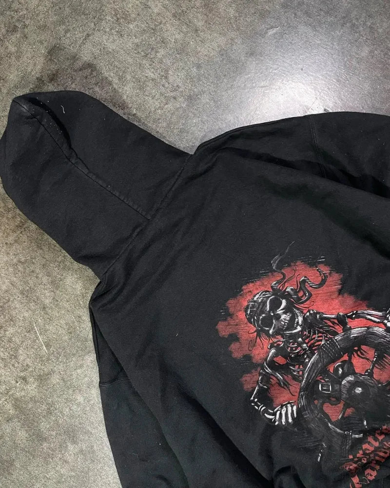 Skeleton Printed Zipper Hoodie hoodies-241228
