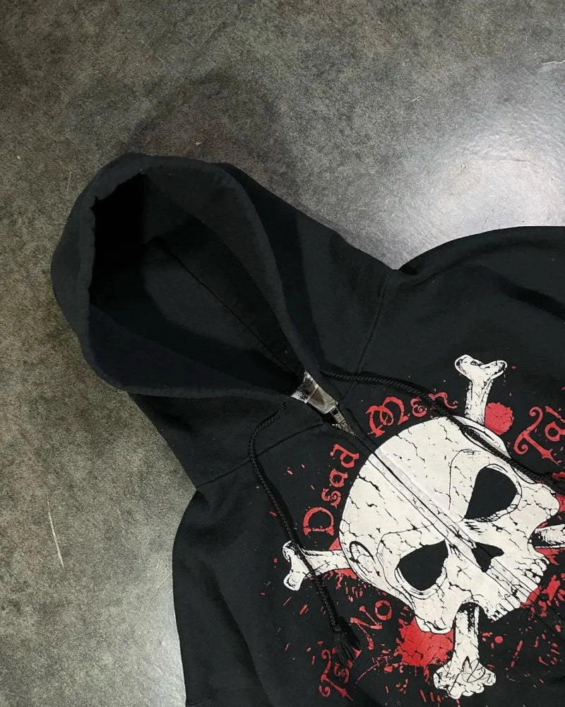 Skeleton Printed Zipper Hoodie hoodies-241228