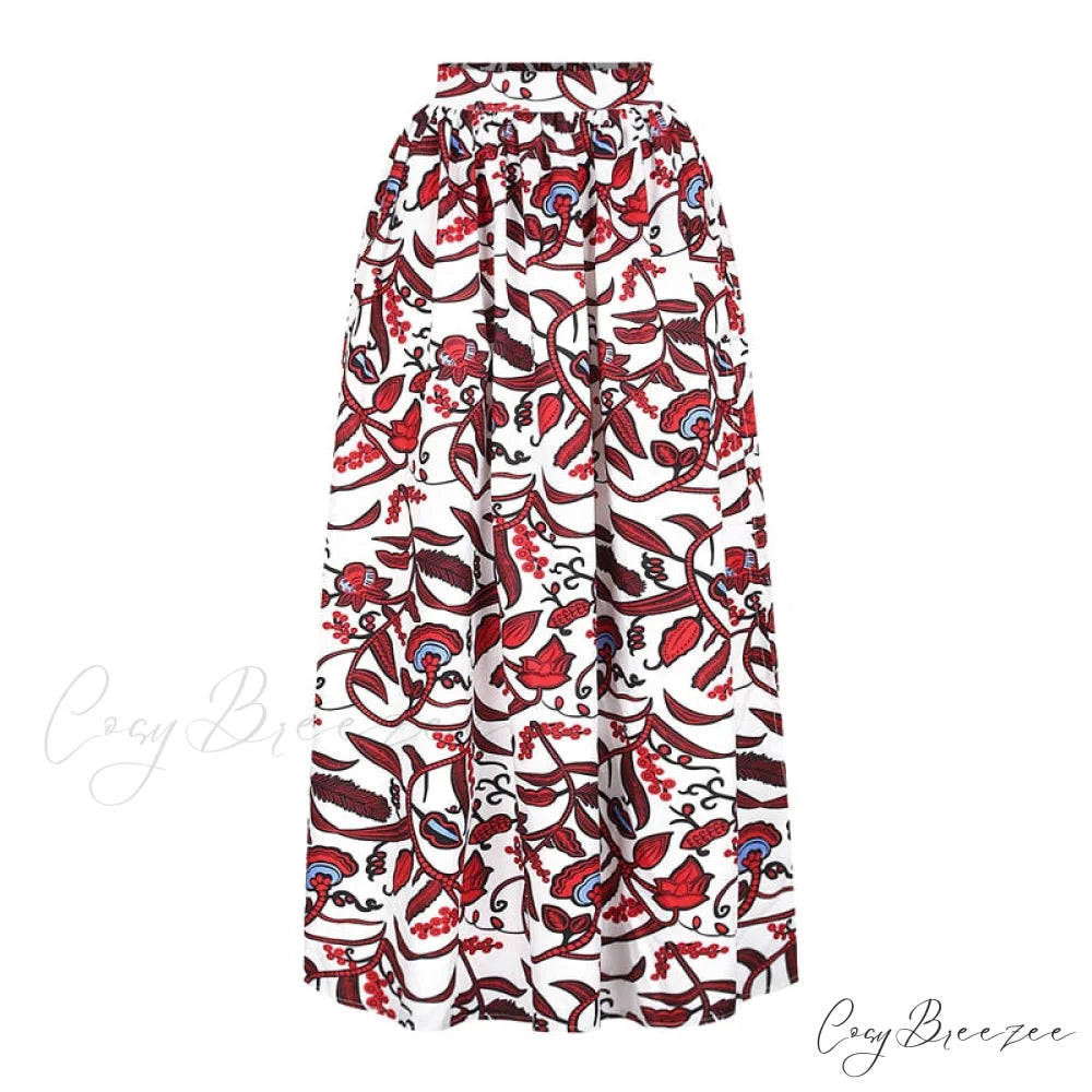 Skirt Top Vintage Africa and Elegant Women High Slit Piece Slash-neck with featuring Blouse Gown Sleeveless National