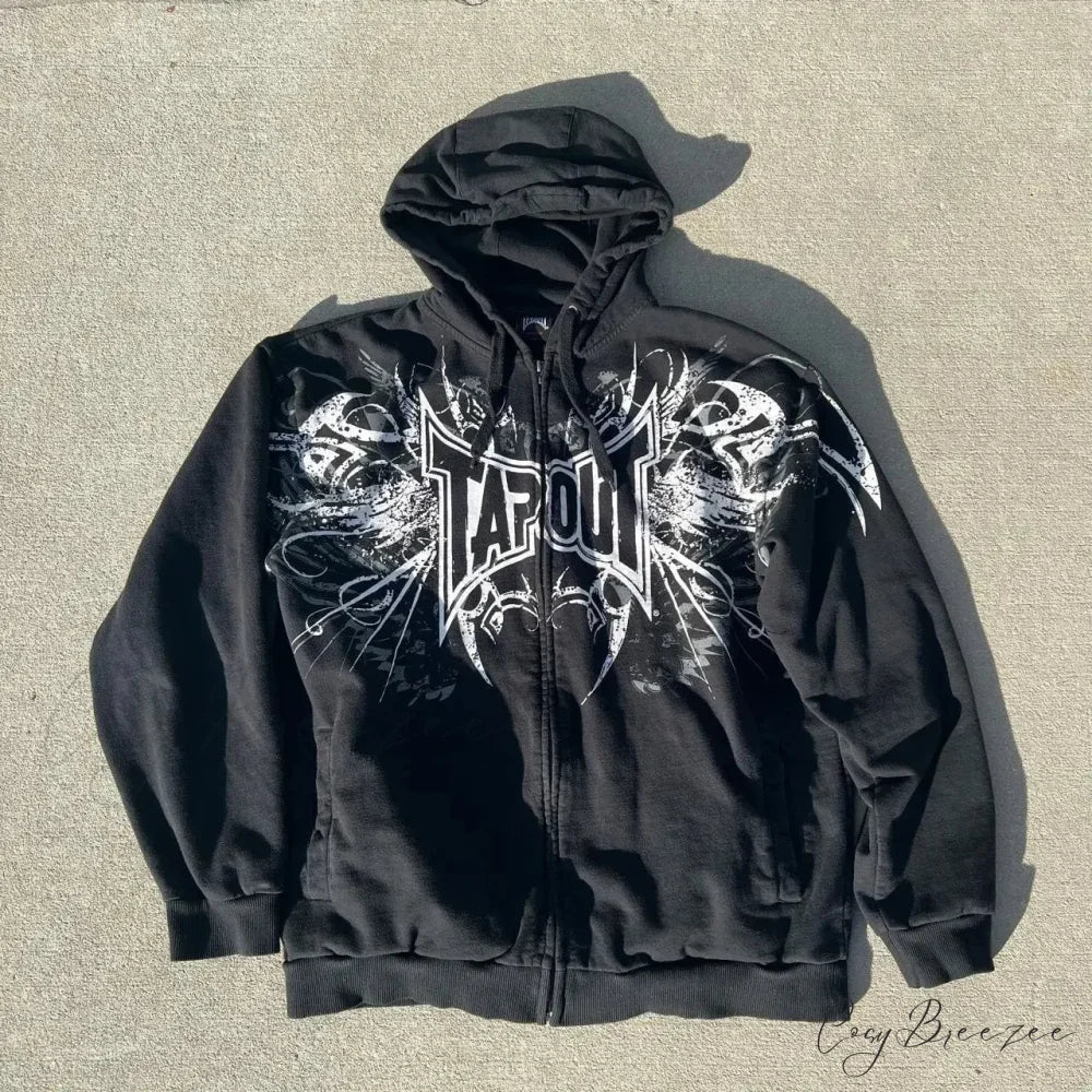 Skull Graphic Zipper Hoodie black 1 / S hoodies-241228