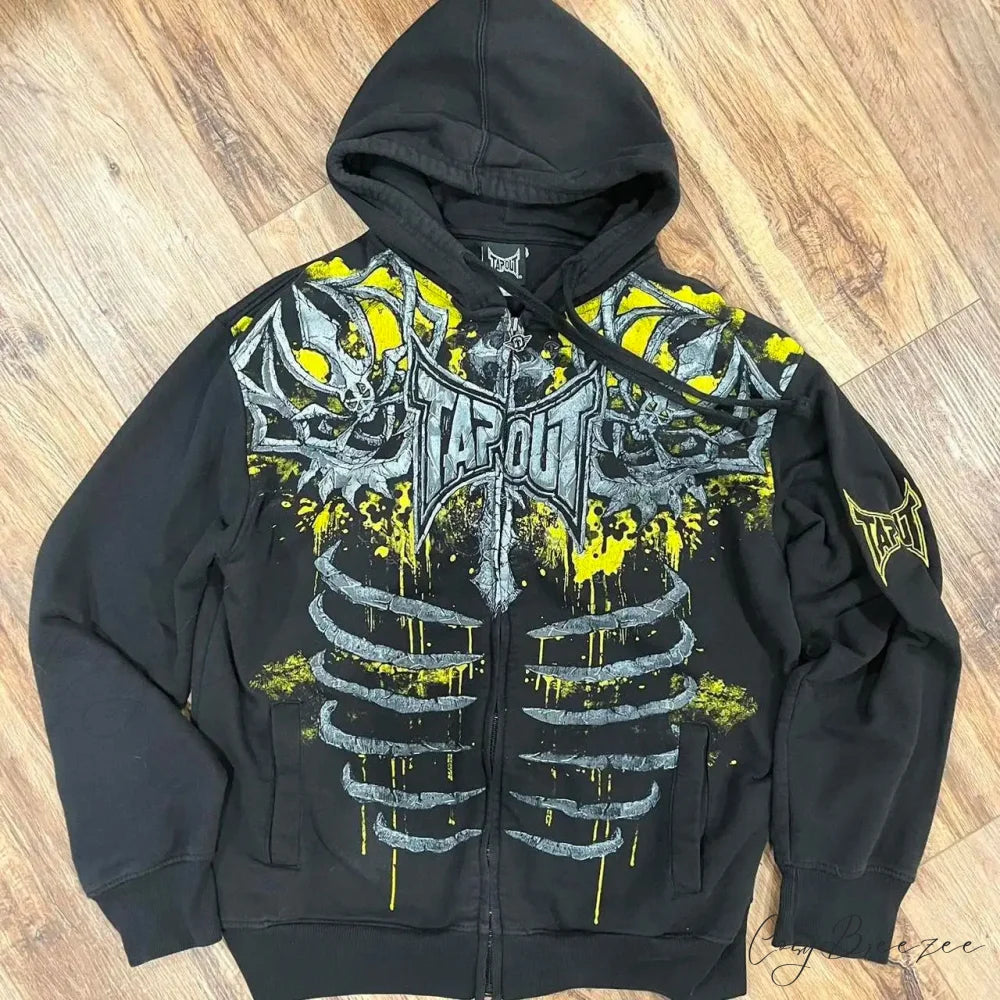 Skull Graphic Zipper Hoodie black 3 / S hoodies-241228