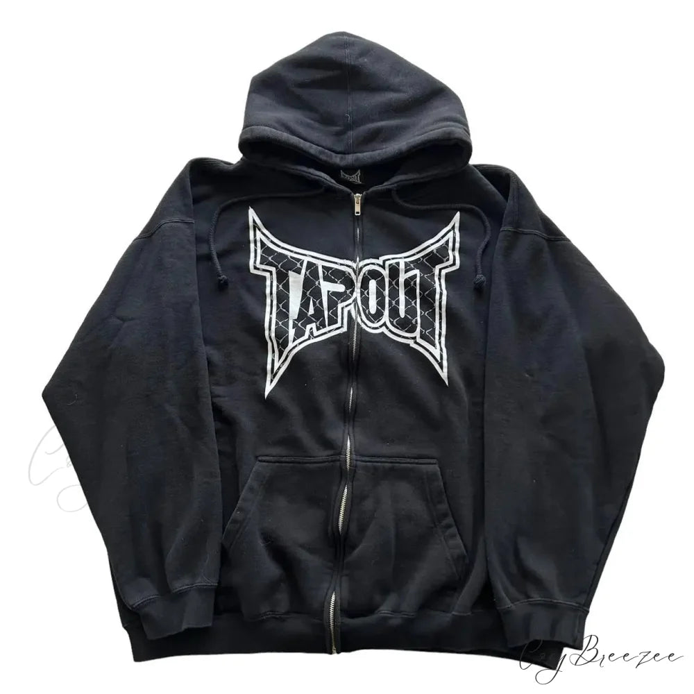 Skull Graphic Zipper Hoodie black 4 / S hoodies-241228