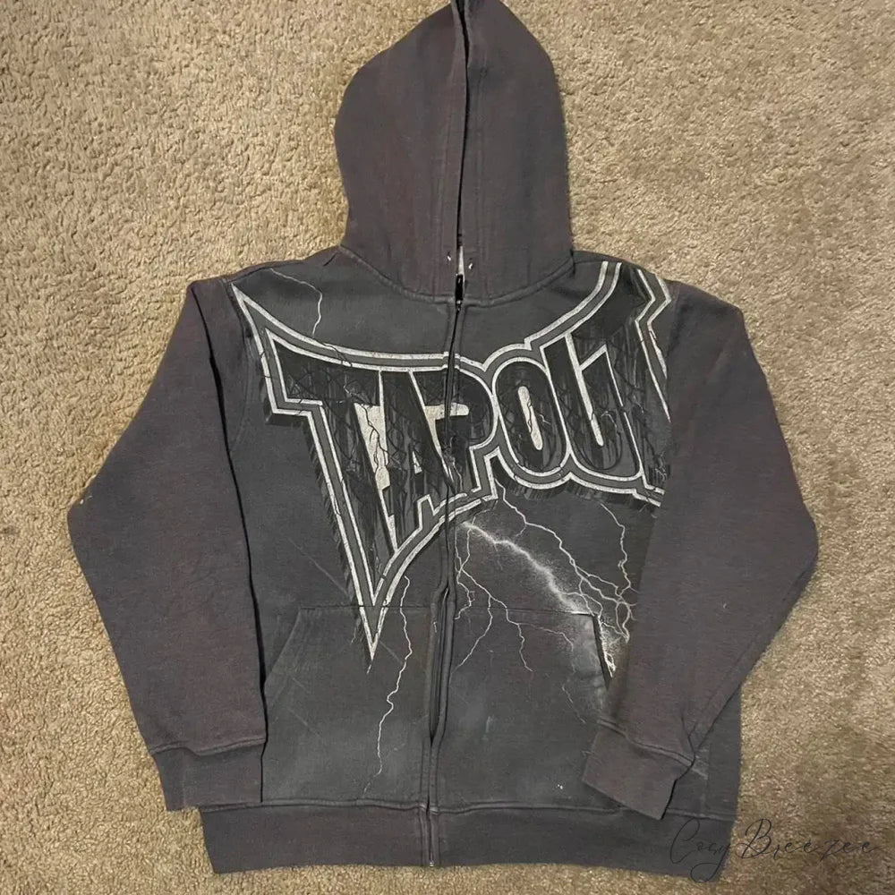 Skull Graphic Zipper Hoodie black 5 / S hoodies-241228