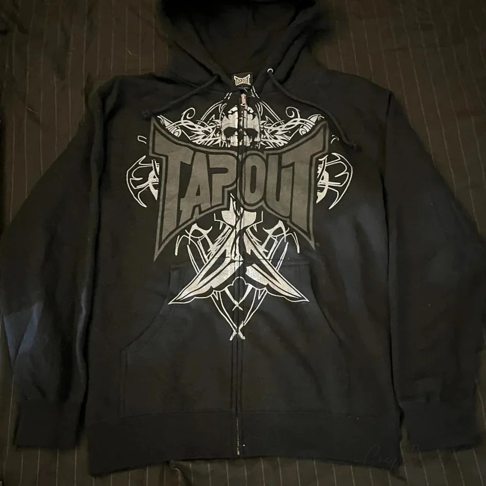 Skull Graphic Zipper Hoodie black 6 / S hoodies-241228