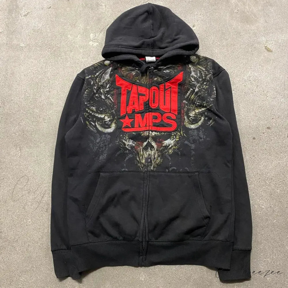 Skull Graphic Zipper Hoodie black 7 / S hoodies-241228