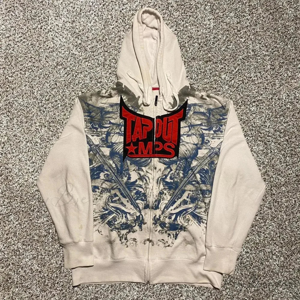 Skull Graphic Zipper Hoodie hoodies-241228