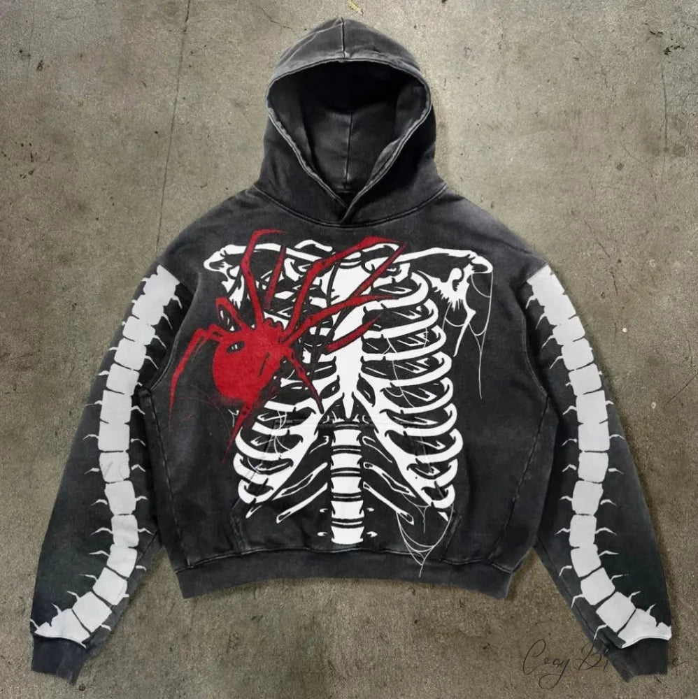 Skull Rap Graphic Cotton Hoodie hoodies-241228