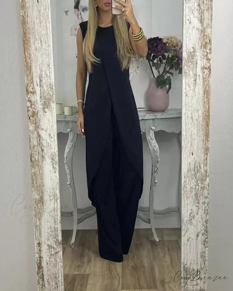 Sleeveless 2-piece outfit Black / S