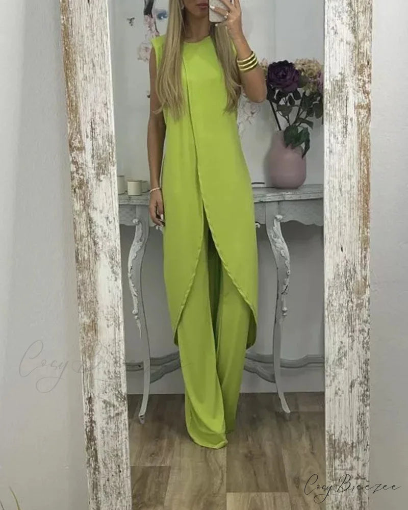 Sleeveless 2-piece outfit Green / S
