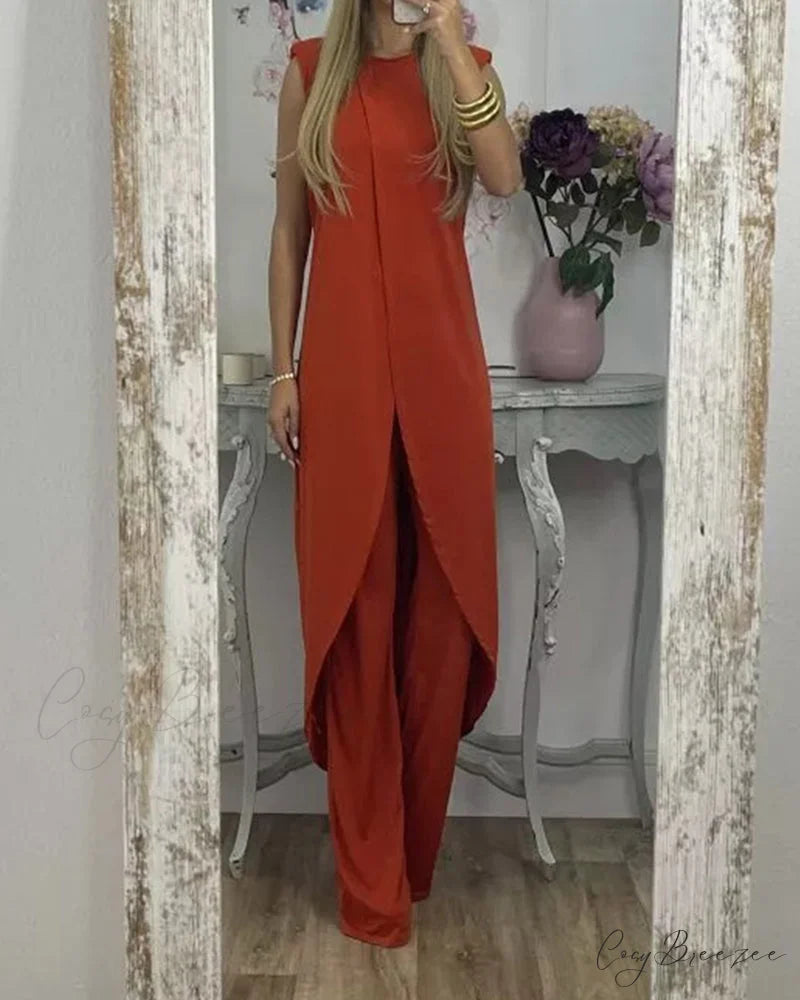 Sleeveless 2-piece outfit Red / S
