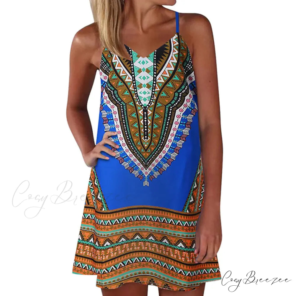 Sleeveless A Line Mini Dress for Women Brown / S