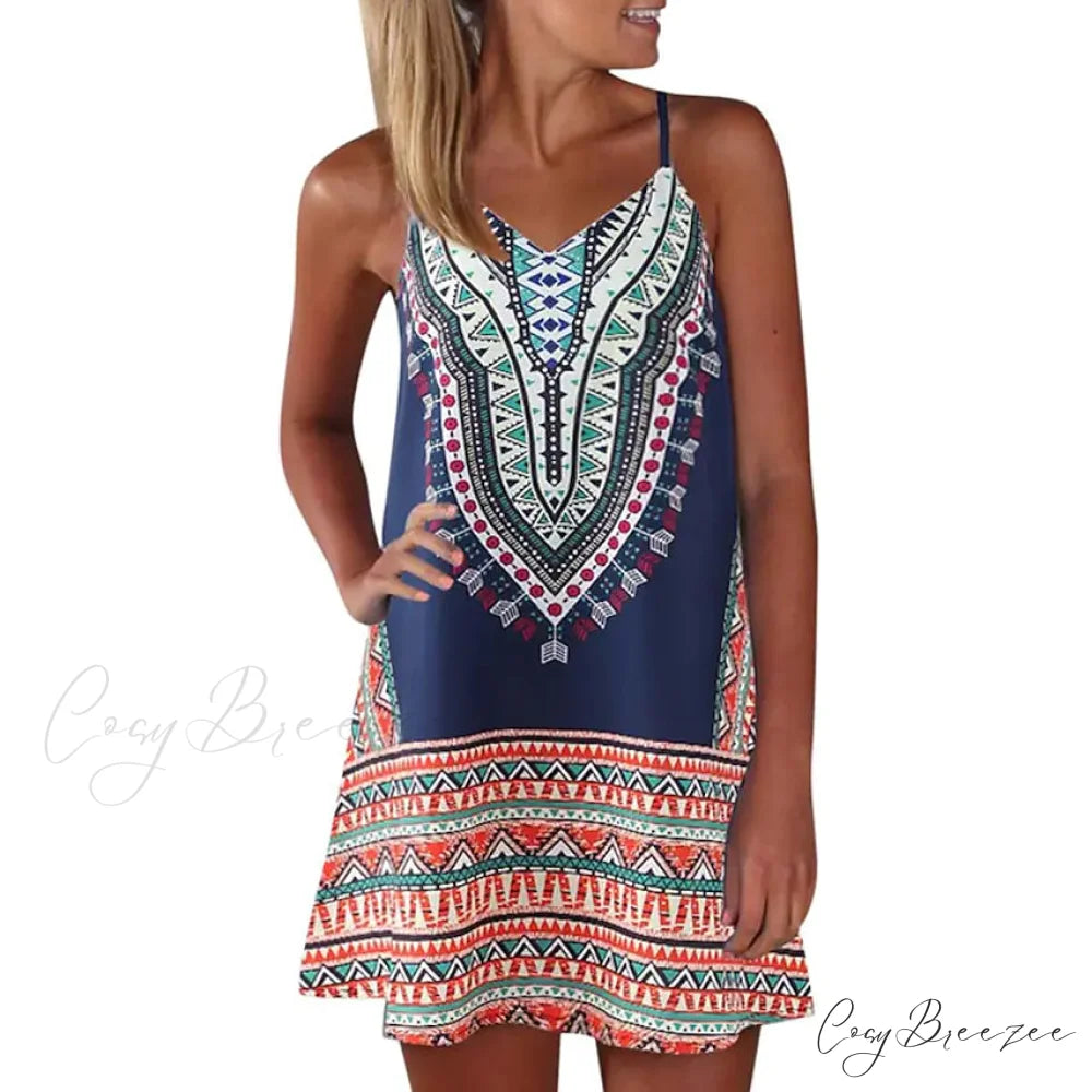 Sleeveless A Line Mini Dress for Women Dark Blue / S