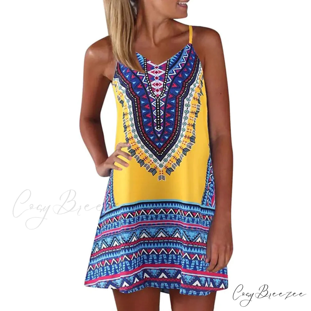 Sleeveless A Line Mini Dress for Women Yellow / S