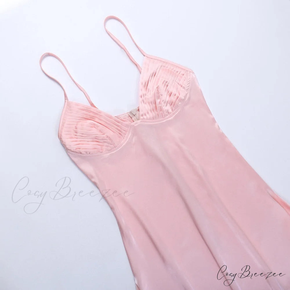Sleeveless Mini Spaghetti Party Deep Strap V Club Warm-Season Gown Robe Backless Women Satin Neck Vestido