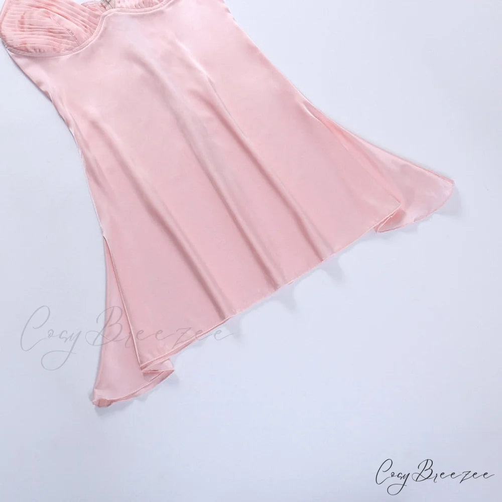 Sleeveless Mini Spaghetti Party Deep Strap V Club Warm-Season Gown Robe Backless Women Satin Neck Vestido