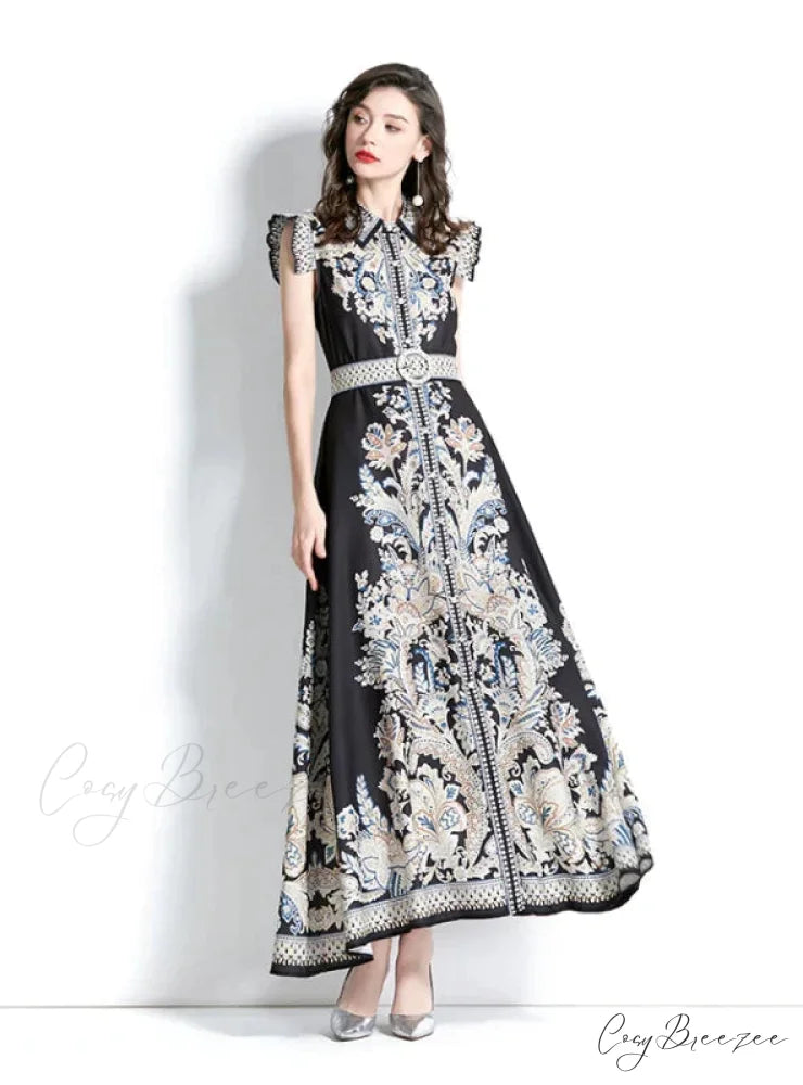 Sleeveless Patterned with Gown Lapel 2XL / white