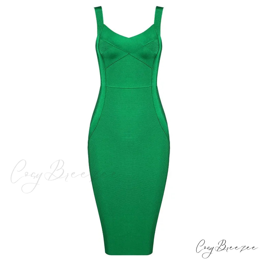 Sleeveless Rayon Bodycon Party Dress Green / S
