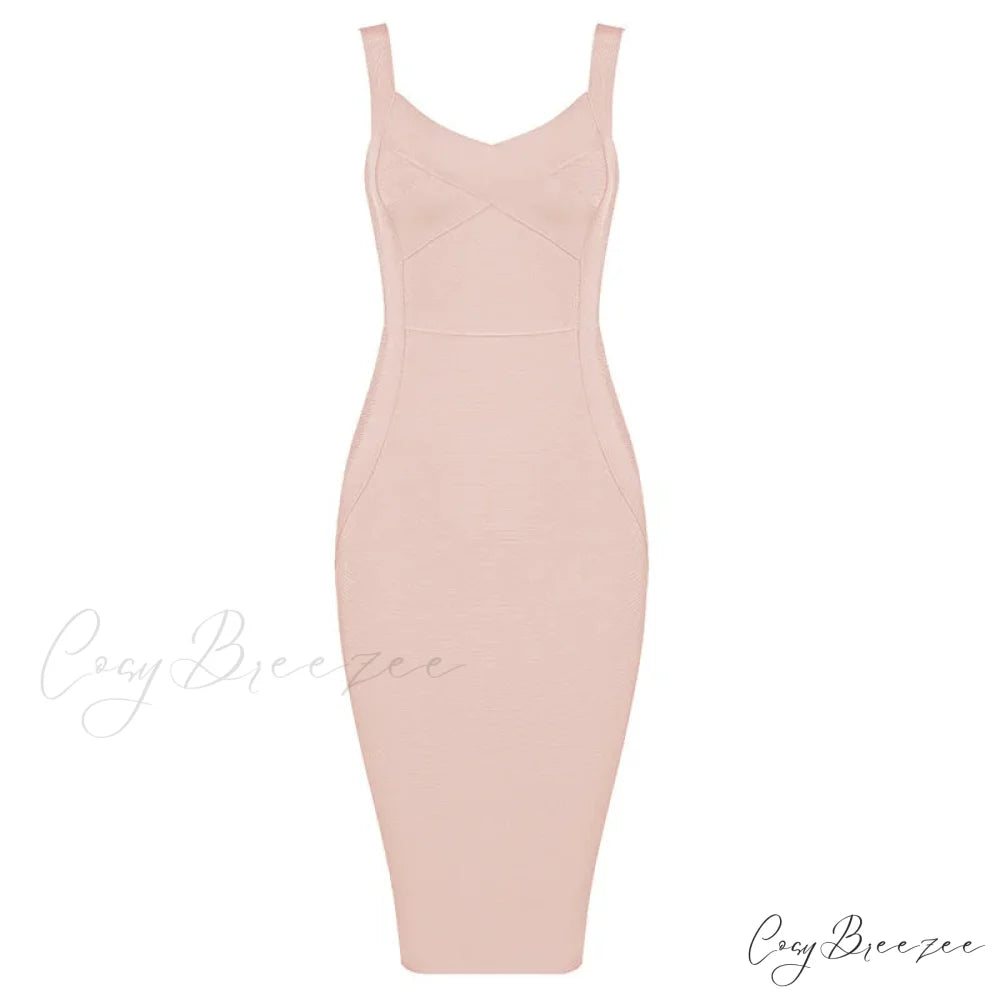 Sleeveless Rayon Bodycon Party Dress Khaki / S