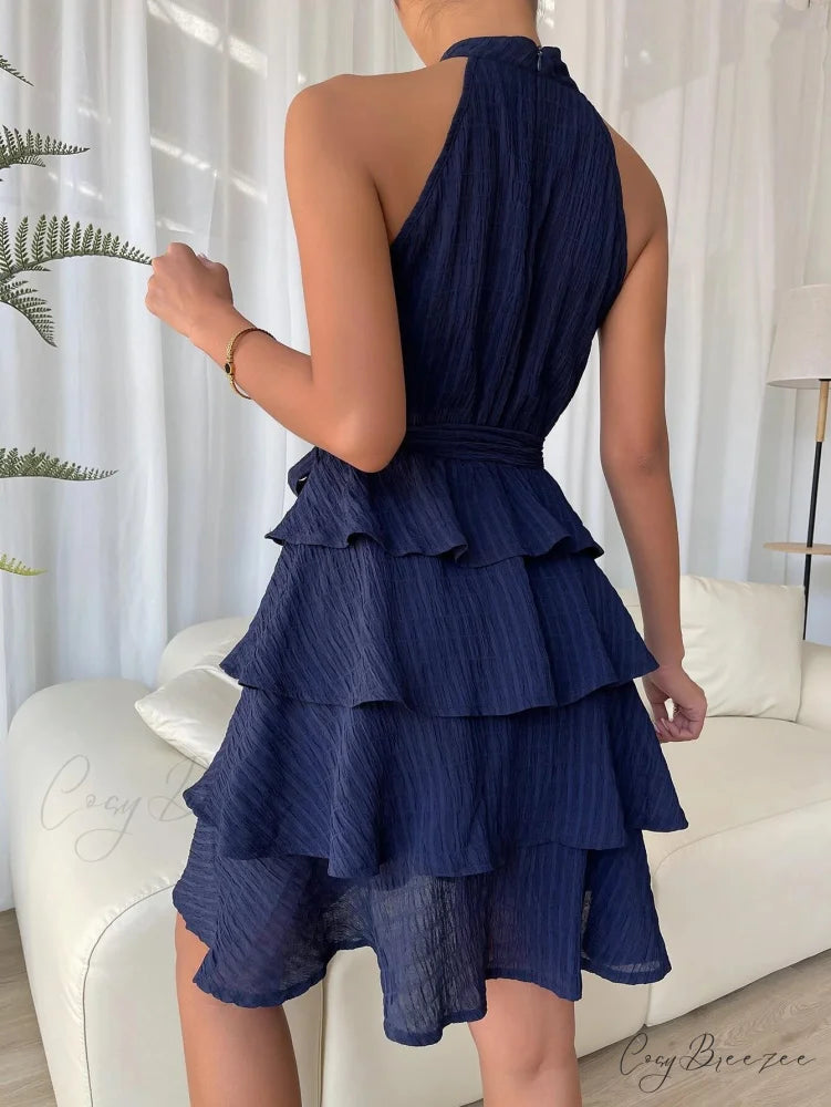 Sleeveless Ruffled Dress S / Black